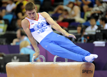 İdman gimnastikası üzrə fərdi çoxnövçülük yarışlarının finalı keçirilir. Bakı, Azərbaycan, 18 iyun 2015